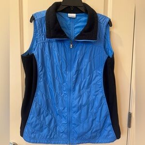 Women's Blue Quilted Vest with Black Panels